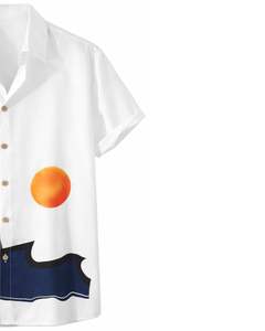 Chemise boutonnée à manches courtes avec imprimé de palmiers tropicaux au coucher du soleil, style décontracté d'été pour la plage, pour hommes, fabrication OEM personnalisée en gros - Product Image 4