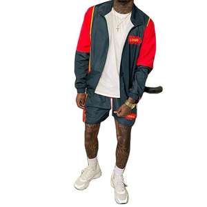 Windbreaker Shorts and <b>Jacket</b> Waterproof Contrast Color Winter Wear Windbreaker Short Set 2027 - Product Image 4