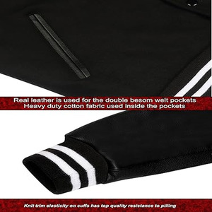 Custom Wool Varsity Jacket for <b>Men</b> with Geometric Patchwork Stand Collar Zip-Up Bomber Style Ribbed Streetwear - Product Image 5
