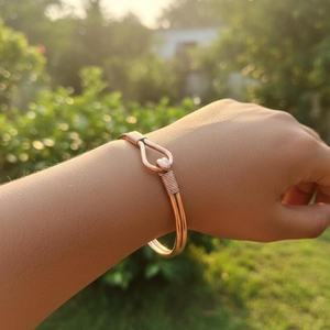 Rose Gold Plated Copper Alloy Ball <b>Bangle</b> Bracelets Unisex Classic Style Jewelry <b>Set</b> women hand wear copper healing jewelry - Product Image 1
