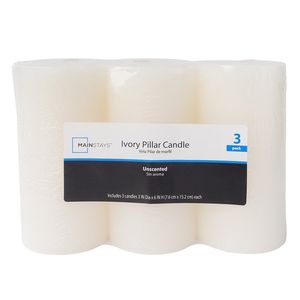 Candele a Colonna Non Profumate Avorio 3x6 Pollici con Stoppino Singolo, Confezione da 3 - Product Image 2
