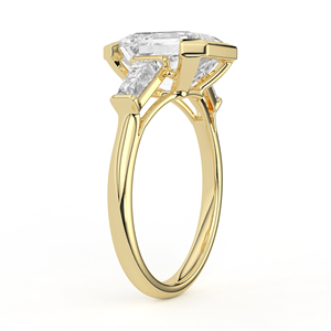 แหวนหมั้นเพชรทรง Asscher 3.5 กะรัต เพชรเลี้ยงในห้องปฏิบัติการ ทองคำแท้ 14K 18K ประดับเพชรทรง Baguette แบบเรียวสามเม็ด สำหรับผู้หญิง - Product Image 6
