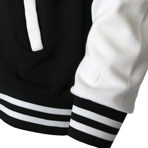 Chaqueta Varsity Negra y Blanca para Hombre 2026, Mangas en Contraste, Cierre de Botones, Cuello Camisero, Ropa Casual de Otoño - Product Image 3