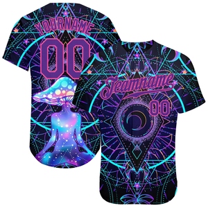 Maillot de baseball personnalisé avec motifs 3D de champignons magiques et de géométrie sacrée, à effet psychédélique, pour l'industrie de la fabrication directe en gros - Product Image 1