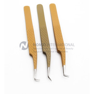 Pince à épiler professionnelle en acier inoxydable doré à pointe incurvée pour extensions de cils volume haute précision, outils de maquillage - Product Image 2