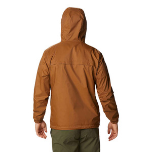 <b>Men's</b> Hooded Windproof Casual <b>Jacket</b> Solid Color Polyester Zipper Front Autumn Outdoor Wear - Product Image 3