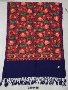 Wool Acrylic Blended Embroidered Floral Lightweight Anti-Bacterial Long Women's All Seasons <b>Scarves</b> & Shawls - Product Image 6