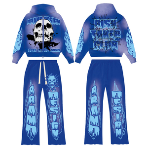 Ensemble de survêtement unisexe en gros, personnalisé avec graphique, sweat à capuche zippé et pantalon de jogging large, vêtements streetwear respirants, OEM - Product Image 5