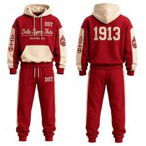 Delta Sigma Theta Athletic Matching Tracksuit Set Full Length Casual Wear for Adults Autumn 100% Cotton <b>Sweatshirt</b> and Pants - Product Image 5