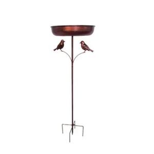 Bain d'oiseaux en métal vert avec motif de feuilles et support de décoration de jardin extérieur pour oiseaux - Product Image 3