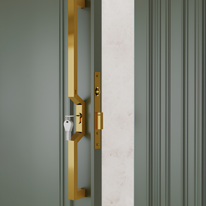 Modern Aluminium Angular Harrier Entry <b>Door</b> Handle Set Lock Roller Body Key Cylinder PVD Gold Silk <b>Black</b> AB <b>Matt</b> Hardware - Product Image 1