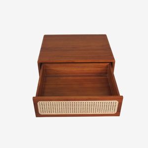 Table de chevet minimaliste en teck massif Sovaline avec rangement, meubles de chambre durables - Product Image 5