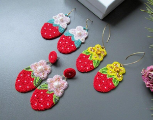 Boucles d'oreilles légères et élégantes brodées, de qualité supérieure, perlées et brodées à la main, forme ovale, par MD HANDICRAFTS - Product Image 6