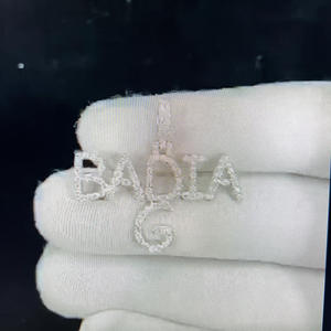 Personalizable 14K oro blanco Moissanite diamante colgante letra VVS claridad diseño personalizado joyería fina colgantes y dijes - Product Image 4