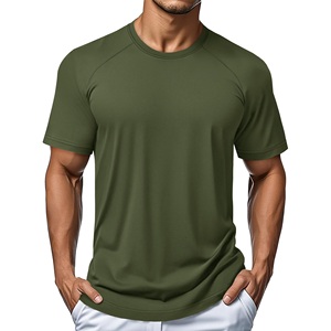 T-shirts de course pour hommes à manches raglan de couleur unie, hauts de sport athlétiques respirants en maille pour l'entraînement – Vente en gros - Product Image 1