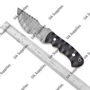 มีดติดตามแบบดามัสกัส สตีล สำหรับงานหนัก ใช้สำหรับล่าสัตว์ ตั้งแคมป์ พกพาประจำวัน เดินป่า ตกปลา ปลายใบมีดแบบคลิป คมกริบ ด้ามไมคาร์ต้า รับผลิตแบบ OEM ขั้นต่ำในการสั่งซื้อน้อย - Product Image 5