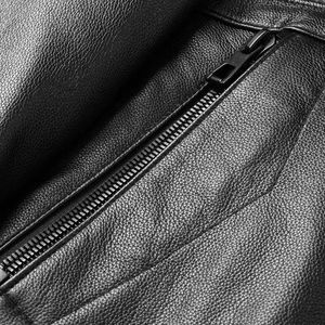Veste de moto en cuir véritable avec fourrure, manches longues, simple boutonnage, manteau d'hiver pour homme, coupe-vent, épais et solide - Product Image 4