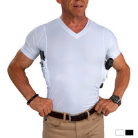 T-shirts tactiques pour hommes à col en V, manches courtes, coupe ajustée, respirants, avec étui dissimulé pour arme à feu