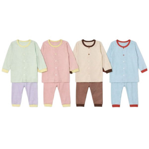 JALBEBE Set Loungewear Unisex con Bottoni, Maniche Lunghe, Morbido a Costine, 100% Cotone per Neonati, Top e Pantaloni, Due Pezzi, Per Tutte le Stagioni, Ingrosso - Product Image 1