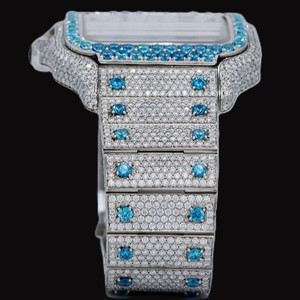 Outstanding Designer Round Moissanite Diamond <b>Square</b> Shaped Case Roman Numerals Dial Only Bezel Iced Out Hip Hop <b>Man's</b> <b>Watch</b> - Product Image 5