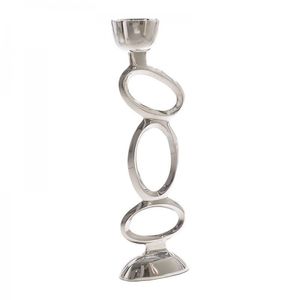 Candelabro Moderno de Aluminio Plateado con Diseño Artístico en Forma de Anillo, Portavelas para Decoración de Hogar de Lujo, Decoración de Mesa de Comedor, Pilares - Product Image 1