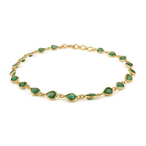 18K Gold Pear Cut Emerald Birthstone Chain Bracelet Timeless Fashion Jewelry - Product Image 2