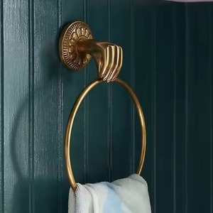 Antique Style Metal Towel Ring Circular Wall Mounted Rust Resistant Bathroom Storage Holder <b>Rack</b> Single Tier Vintage Design - Product Image 1