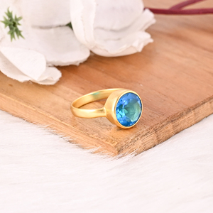 Blue Topaz Hydro <b>Adjustable</b> <b>Ring</b> Handmade Gemstone Jewelry for Women - Product Image 3