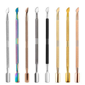 Cortacutículas Profesional de Acero Inoxidable, Raspador de Cutículas Negro, Cuchara para Empujar Cutículas, Uso en Salón, Reutilizable, Doble Uso, Suministros para Uñas - Product Image 1