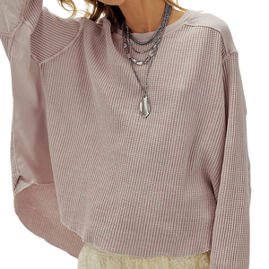 Camiseta Térmica de Lujo para Mujer, Unisex, Talla Grande, Diseño Personalizado, 100% Algodón, Tejido Waffle Transpirable, con Logotipo - Product Image 1