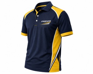 Polo de Manga Corta para Hombre, Color Azul Marino y Amarillo, Diseño Deportivo de Secado Rápido, Logotipo Frontal, Tejido de Punto - Product Image 3