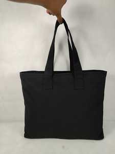 Black Cotton <b>Canvas</b> <b>Tote</b> Bag with Long Handles - Product Image 1