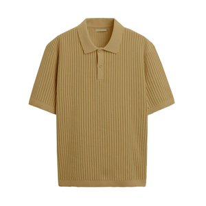 Polo de Punto Personalizado con Logotipo OEM y ODM, Manga Corta, Cuello Redondo, Algodón Liso, a Rayas, Suéter Personalizado para Hombre - Product Image 1