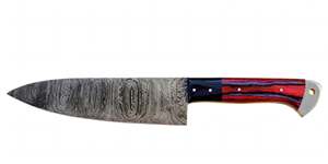 Cuchillo de Cocina de Acero Damasco Raindrop Forjado a Mano DIY OEM Iron Crown Forge con Mango de Pakkawood Rojo y Negro, Cuchillo Japonés para Rebanar - Product Image 3