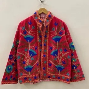 Veste courte tendance brodée de fleurs Suzani, style hippie, pour femme, chaude pour l'hiver, prix de gros - Product Image 4