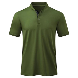 Polo homme vert uni à manches courtes, séchage rapide, vêtement décontracté, tissu tricoté 100% polyester - Product Image 1