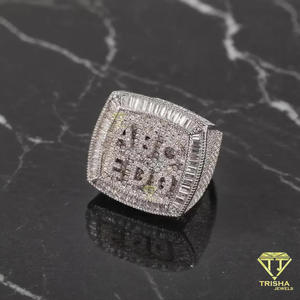 Anillo de Moissanita con Símbolo de Dólar Chapado en Oro Rosa para Hombre, Anillo de Lujo con Diamantes Baguette Estilo Hip Hop - Product Image 4