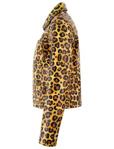 Custom <b>Men</b> Leopard Print Leather <b>Jacket</b> Turn-down Collar Zipper Closure Casual <b>Short</b> Length Regular Fit Autumn Style - Product Image 1