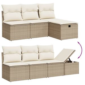 Ensemble de canapés de jardin en polyrotin beige 7 places avec housses amovibles - Product Image 3