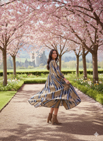 Robe longue de style bohème pour femmes |   Manches bouffantes 100% coton, imprimé animal, taille naturelle |   Vêtements décontractés lavables en gros