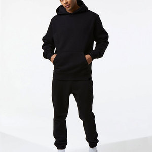 Survêtement d'hiver personnalisé en polyester/coton épais et écologique avec capuche pour homme, ensemble de jogging respirant deux pièces uni - Product Image 3