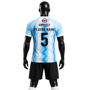 ORVO Customizable Men's <b>Soccer</b> Jersey Set Pink Navy Blue Number 5 V-Neck Short Sleeve Uniform Matching Shorts Socks Polyester - Product Image 6