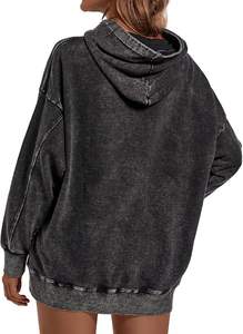 Sudadera con Capucha Personalizada con Logotipo, Unisex, 100% Algodón, Forro Polar Grueso, Pedrería, Bordado 3D, Lavado Ácido, Efecto Desgastado - Product Image 2