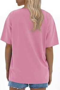 Nouveau T-shirt rose oversize pour femme 2026, manches courtes, col rond, coupe ample, 100 % coton jersey respirant, style printemps-été - Product Image 5