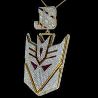 Pendentif Transformers surdimensionné et glacé de style hip-hop avec diamant moissanite, argent 925 plaqué or, bijoux distinctifs