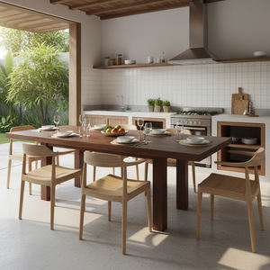 Mesa de Comedor Rectangular Nico de Madera de Suar, Ecológica, de Lujo, Contemporánea, Minimalista, Estilo Mid-Century, Acabado Natural, Superventas - Product Image 6