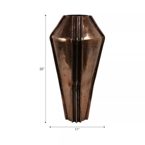 Vase de table en bronze moderne effet métal liquide avec texture côtelée, fait main, support décoratif pour fleurs, idéal pour centre de table de mariage - Product Image 2