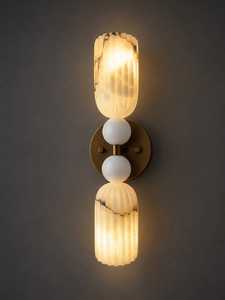 French Retro Alabaster <b>Wall</b> Lamp Antique Gold Bedroom Bedside Corridor <b>Sconce</b> Warm Ambient <b>Light</b> - Product Image 2