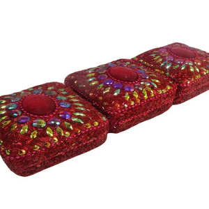 Cajas de Joyería Artesanales Talladas a Mano con Forma Cuadrada, Diseño Étnico con Brillo, Material de Madera y Piedra para Exhibir tus Joyas Favoritas - Product Image 1