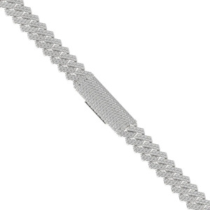 Cadena cubana de oro blanco de 10K con diamantes de moissanita talla redonda y claridad VVS, estilo Iced Out, joyería de lujo pesada de Hip Hop para hombre - Product Image 3